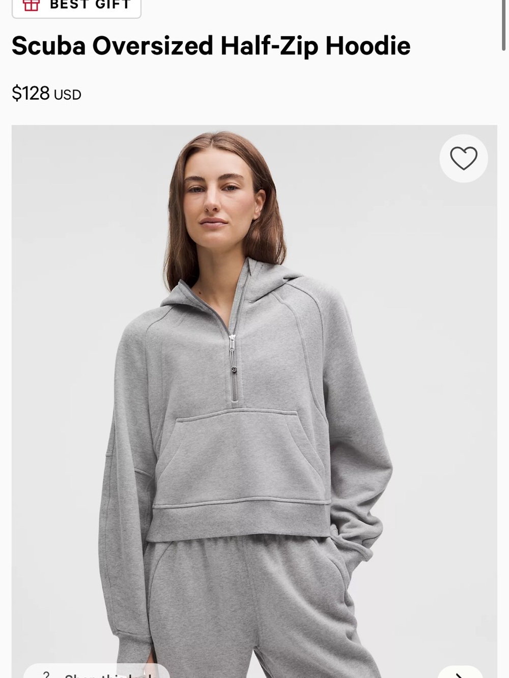 lululemon athletica Heather Light Gray Cropped Half-Zip Hooded Sweatshirt